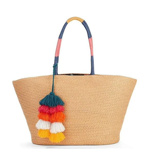 Handbags - Tan Straw Beach Bags Tote Tassels Bag Hobo Summer Handwoven Shoulder Bags